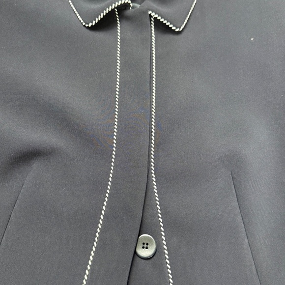 Ann Taylor Petites Women's Button Front Jacket, Navy Rope Piping, Sz 4P Vintage - Picture 9 of 13